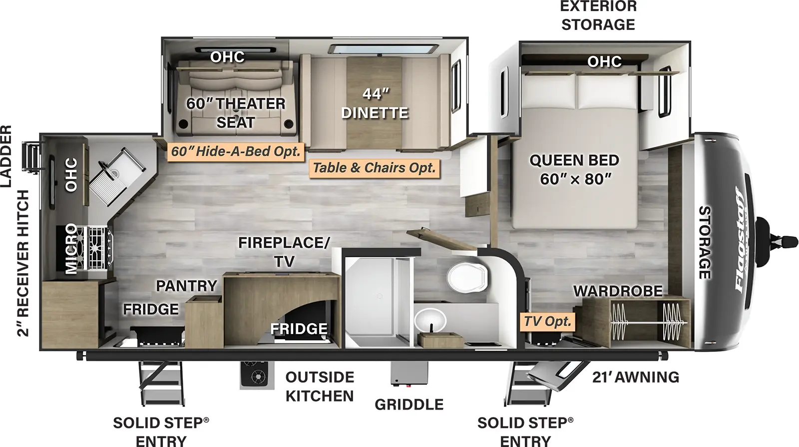 Flagstaff Super Lite Travel Trailers 26RKBS Floorplan